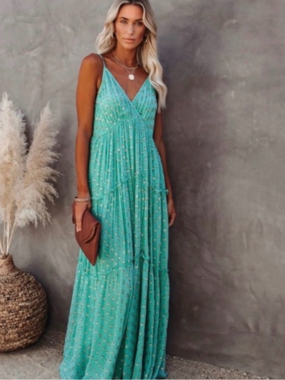 Light Mint Green Spaghetti-Strap Maxi Dress